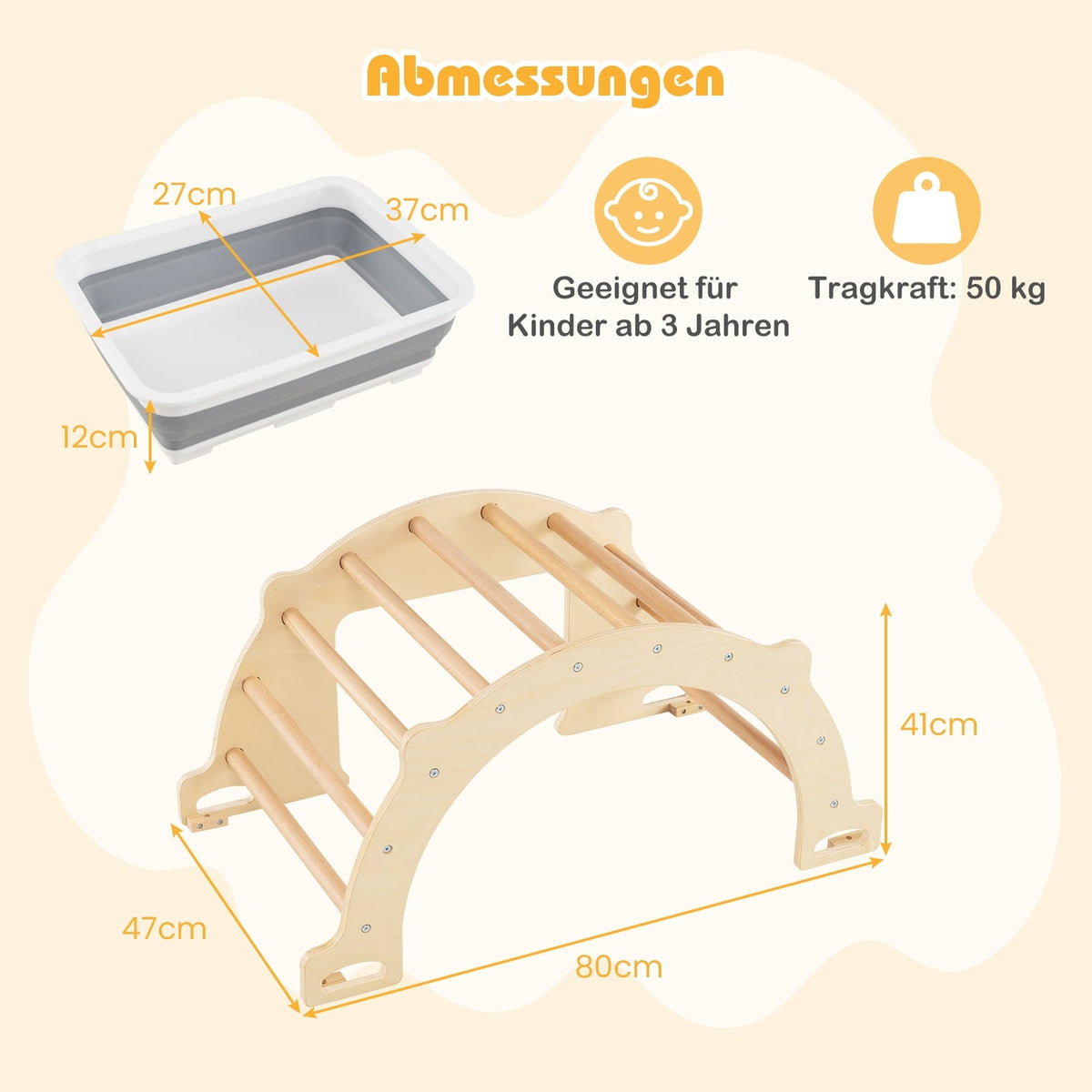 8-in-1 Climbing Arch with Storage Box, 80 x 47 x 41 cm