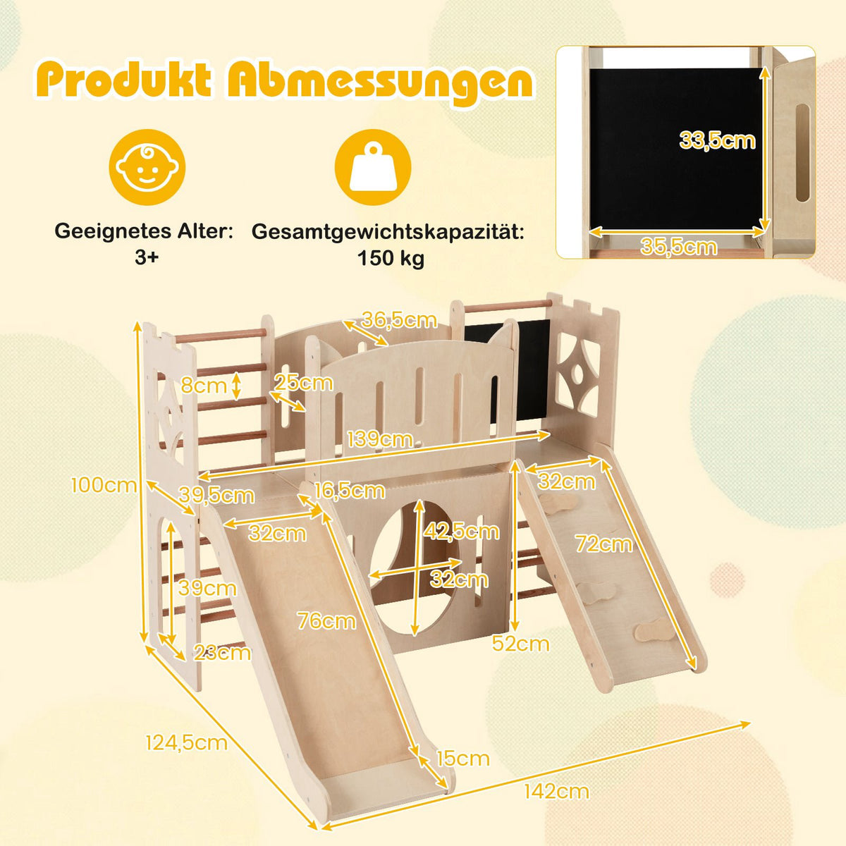 8-in-1 Indoor Wooden Playground with Slide & Ladder