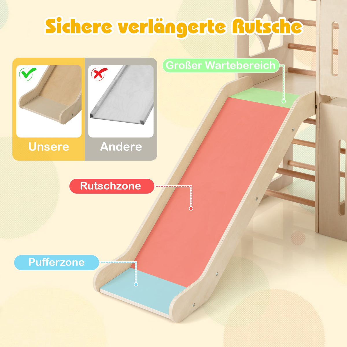 8-in-1 Indoor Wooden Playground with Slide & Ladder