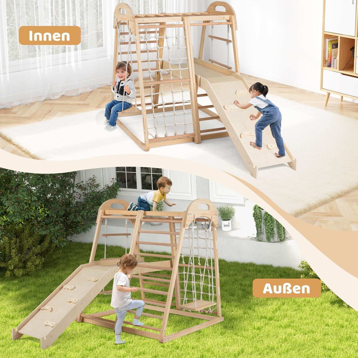 8-in-1 Wooden Montessori Climbing Set for Kids 3-5
