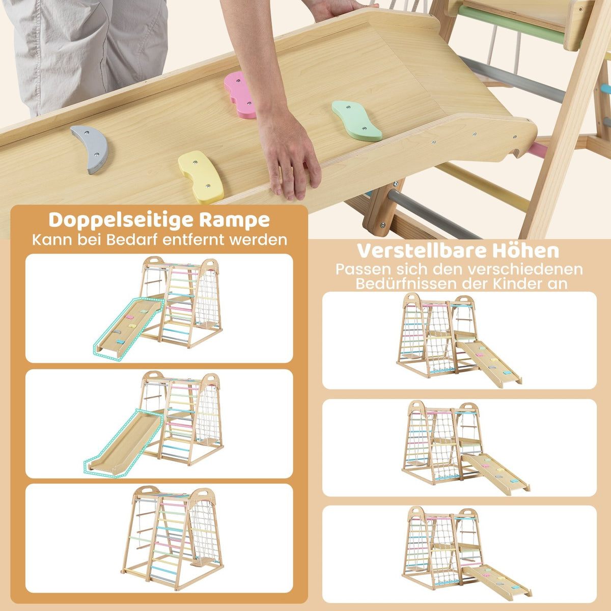 8-in-1 Wooden Montessori Climbing Set for Kids