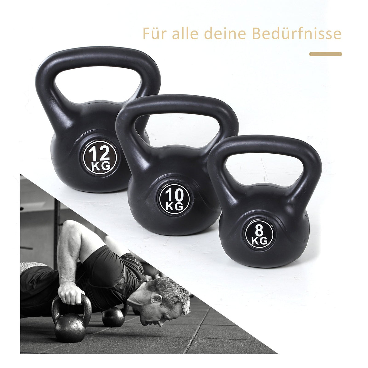 8 kg Kettlebell, Sand-Filled, Black, Beginner-Friendly