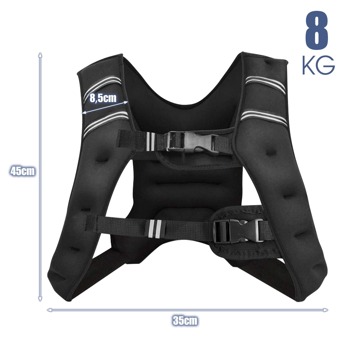 8 kg Weight Vest, Neoprene, Adjustable, Reflective Pocket