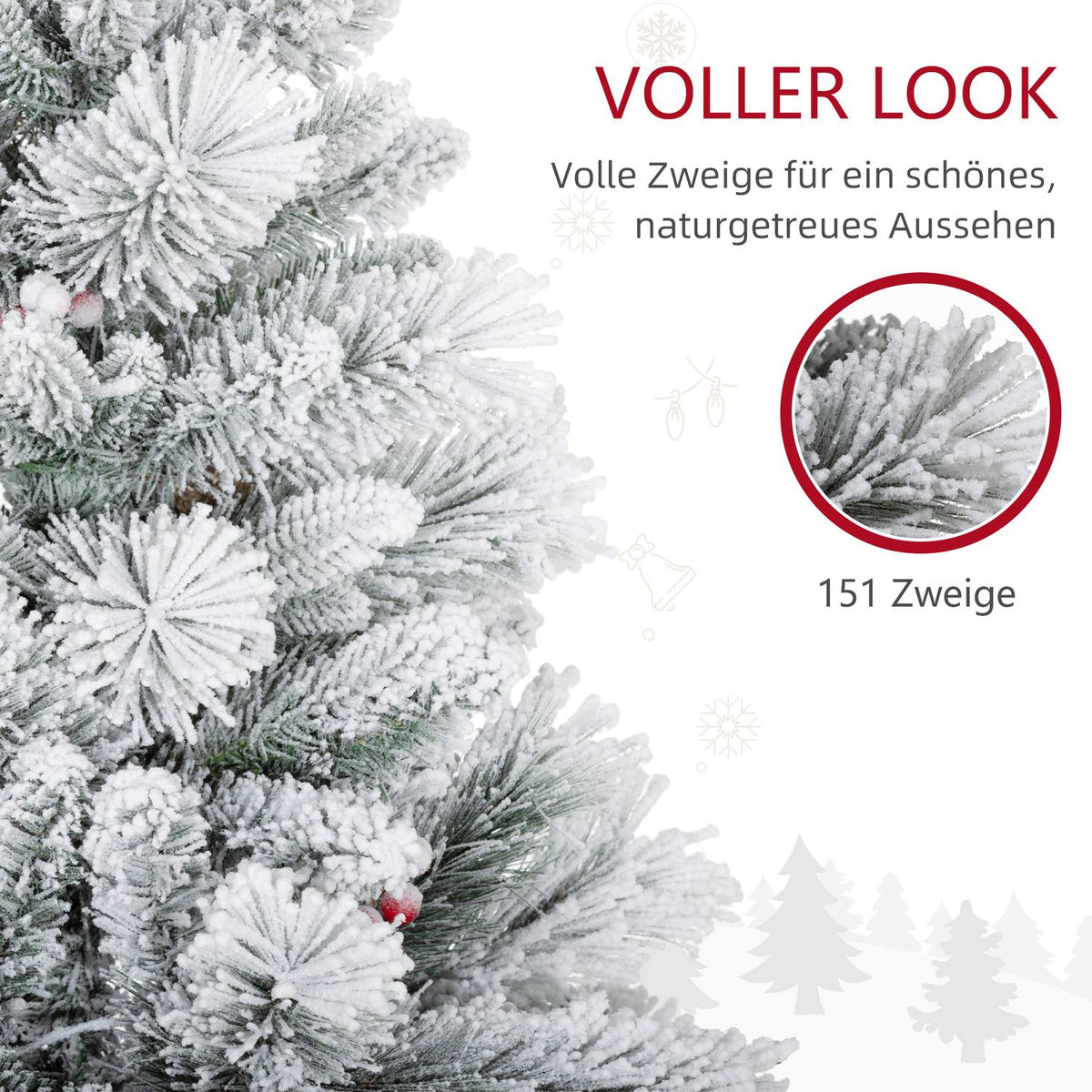 90 cm Artificial Christmas Tree, Set of 2 Christmas Tree with 100 LED Lights, 151 Branch Tips, Flame Retardant, for Christmas Party, Indoor, Green+White