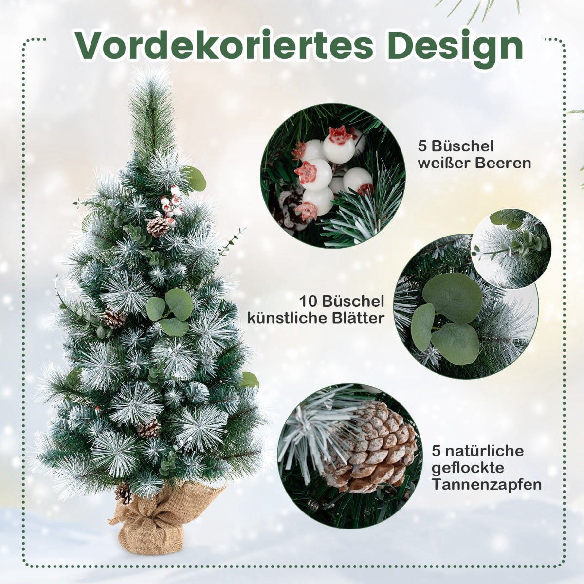 90 cm Pre-Lit Artificial Christmas Tree with Timer