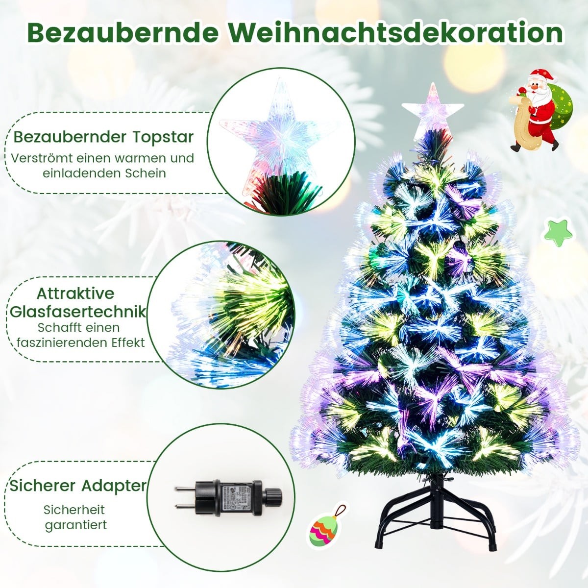 95 cm Fiber Optic Christmas Tree, 93 Branch Tips, Green