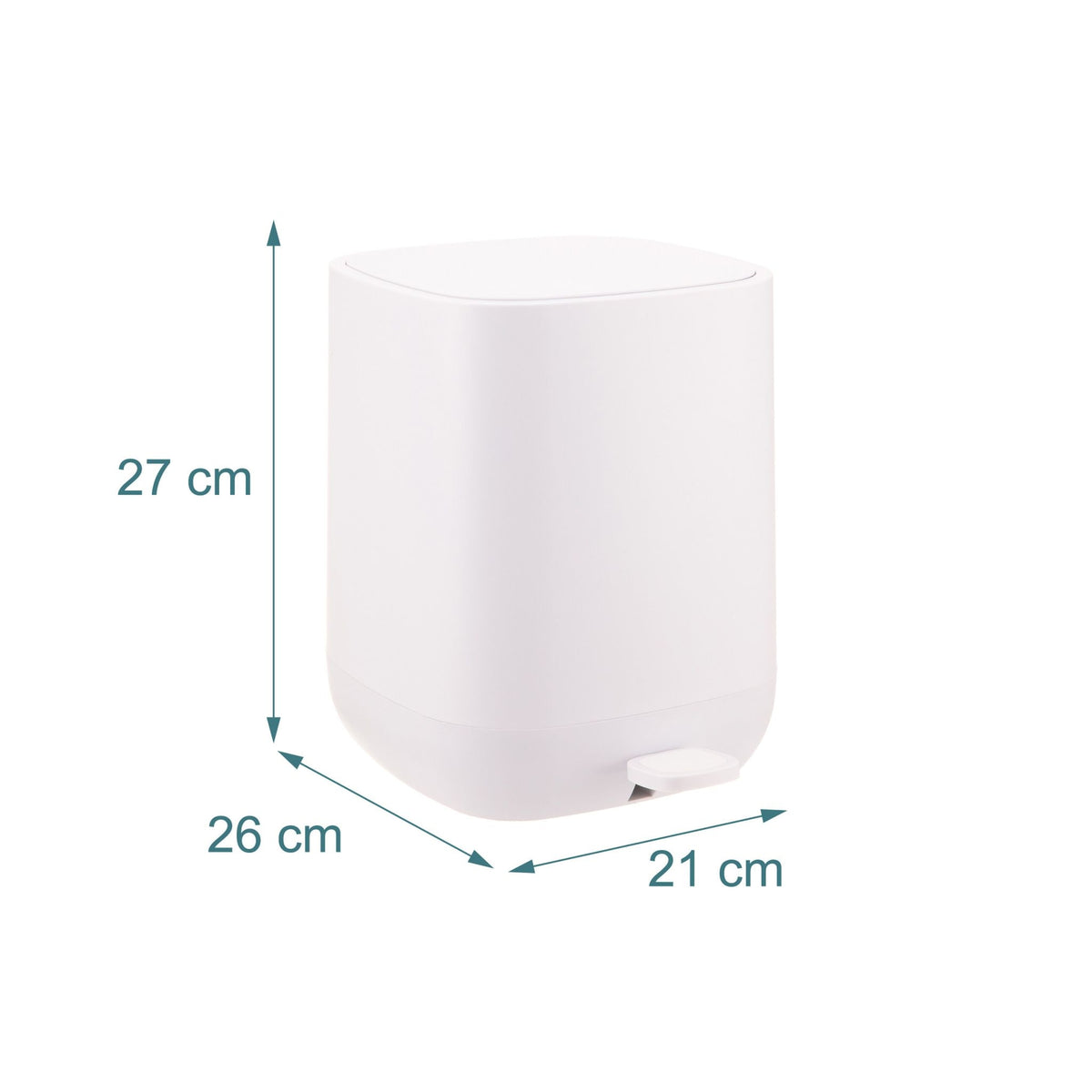 9L Square Pedal Bin, Plastic, Soft-Close Lid