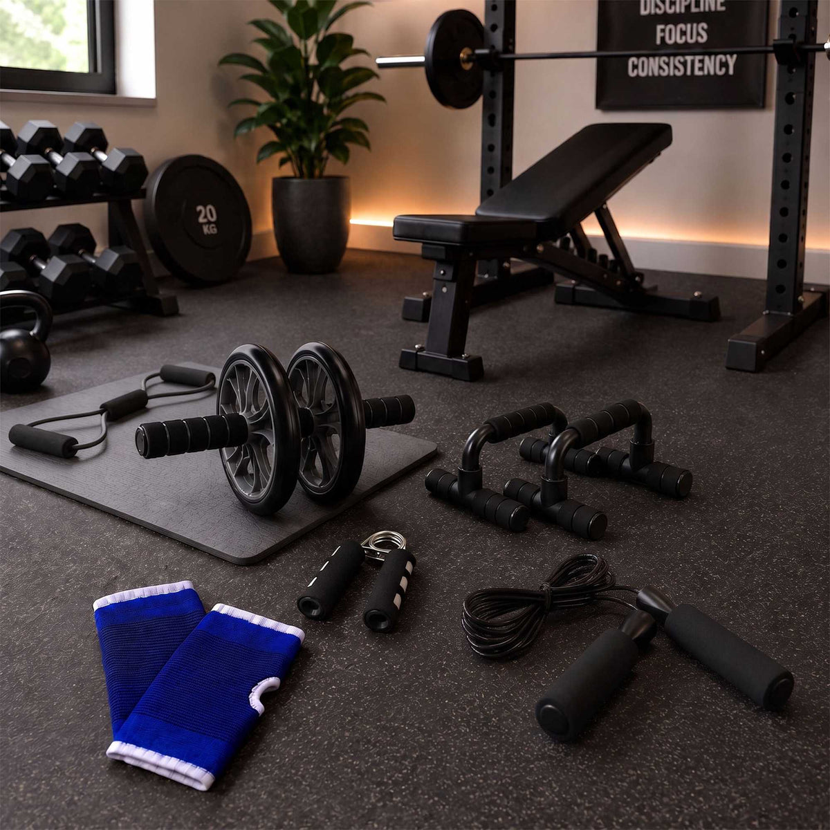 9-Piece Home Gym Fitness Set – Black