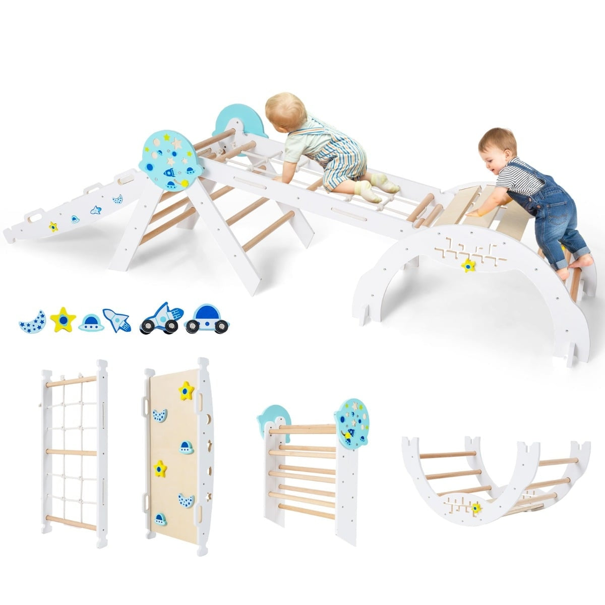 9-in-1 Montessori Climbing Set with Slide & Ramp