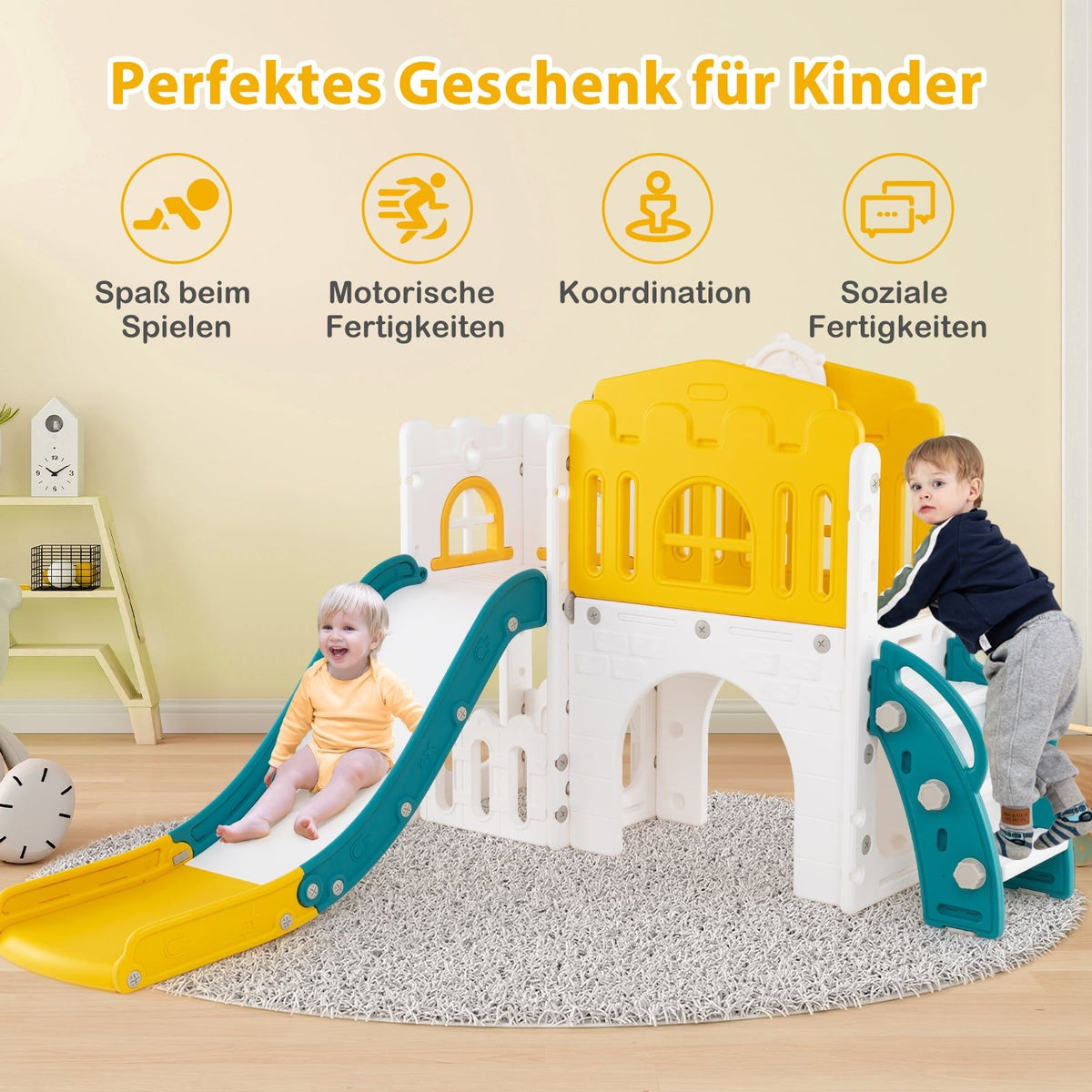 9-in-1 Toddler Slide Set with Basketball Hoop & Tunnel