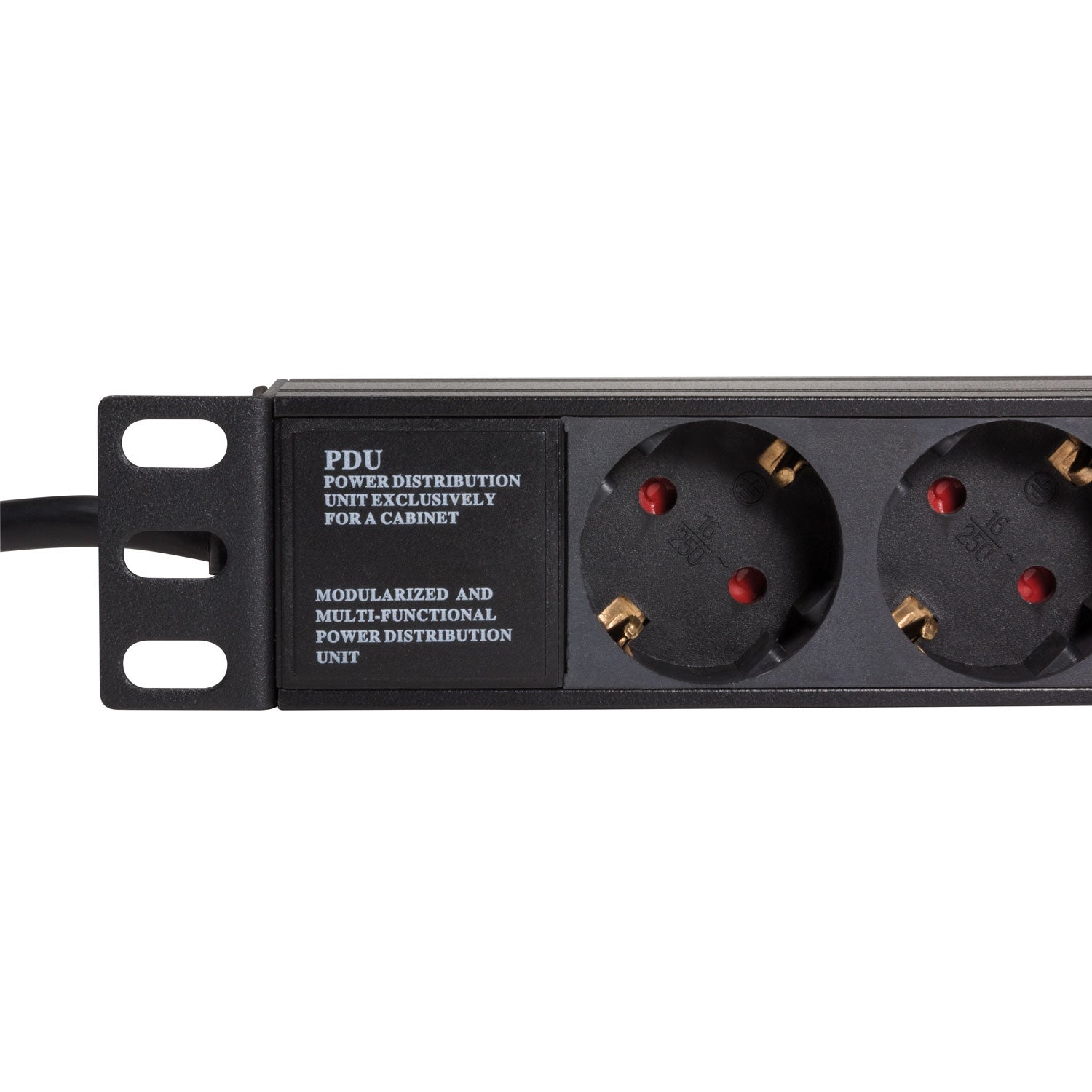 9-way branch socket for 19" rack U1 Black
