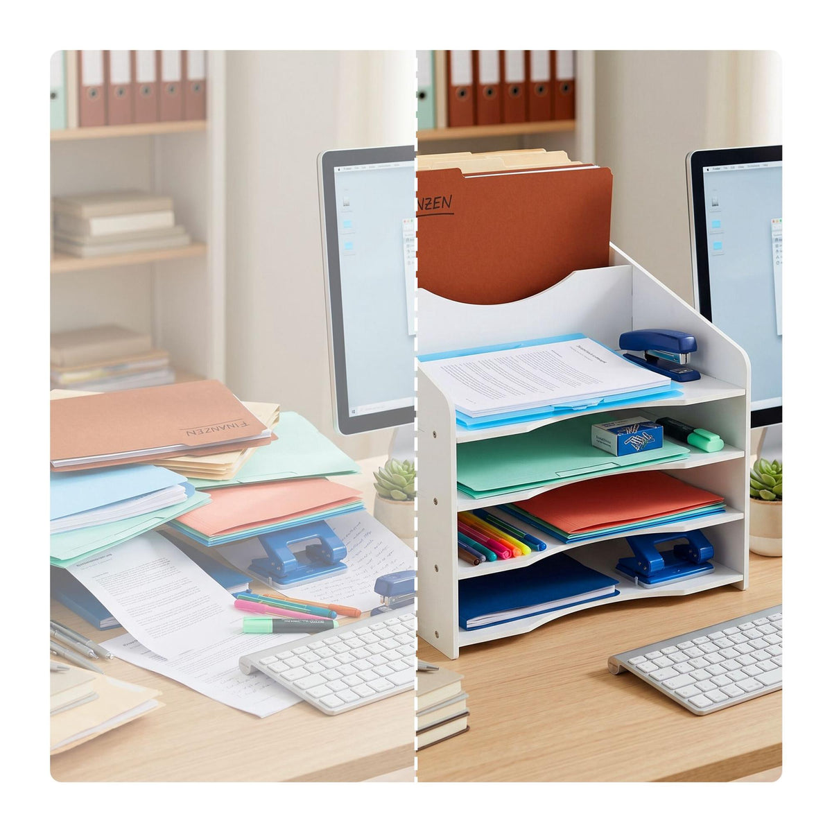 A4 Document Sorter with 6 Compartments – White MDF