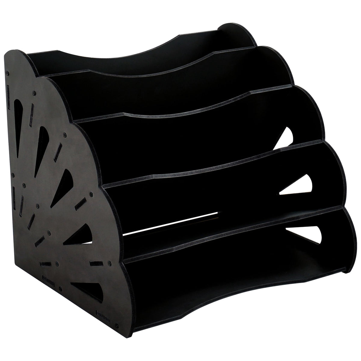 A4 MDF Desk Organiser, 5 Compartments - Black