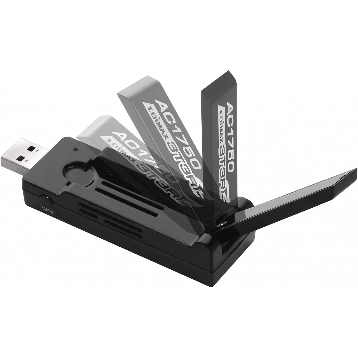 AC1750 Dual-Band Wi-Fi USB 3.0 Adapter with 180-Degree Adjustable Antenna Black