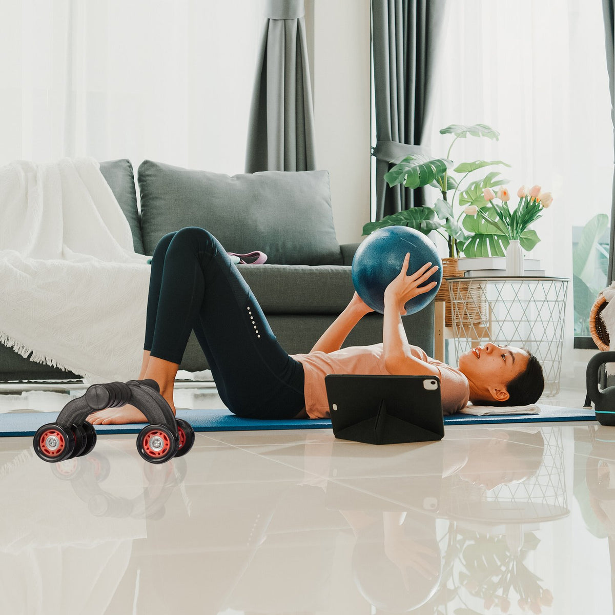 Ab Roller with Knee Mat – 5 Wheels for Core Training
