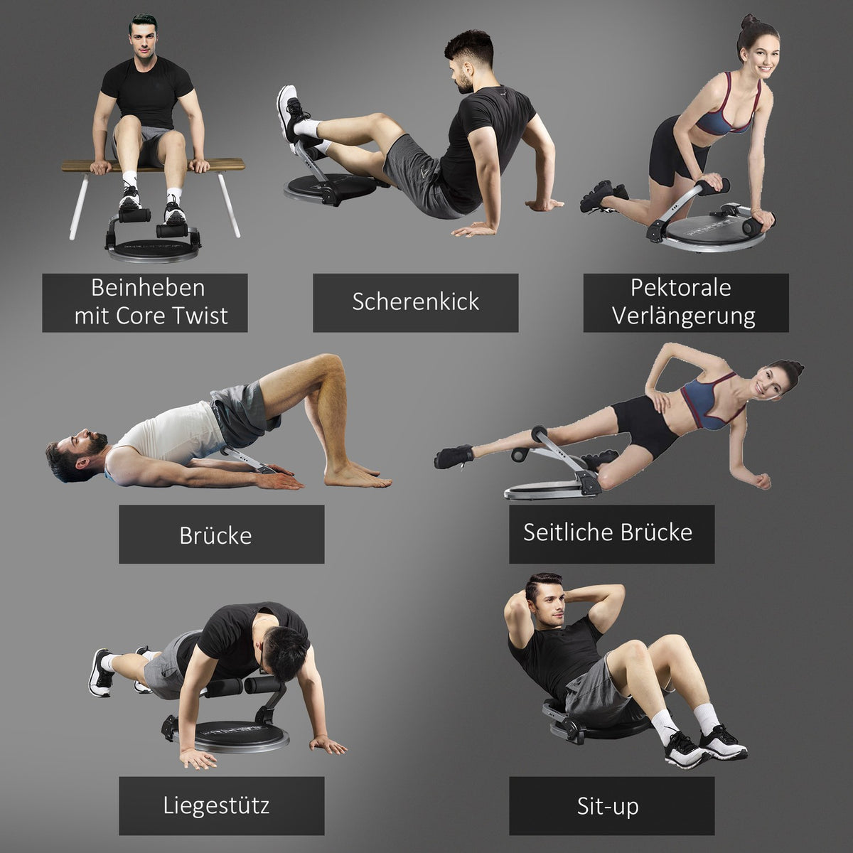 Abdominal Trainer Folding Multi-Trainer Training Device With Cushion Height-Adjustable Abdominal Training For Home Max. 120 Kg, Steel 55 X 42 X 11-32 Cm