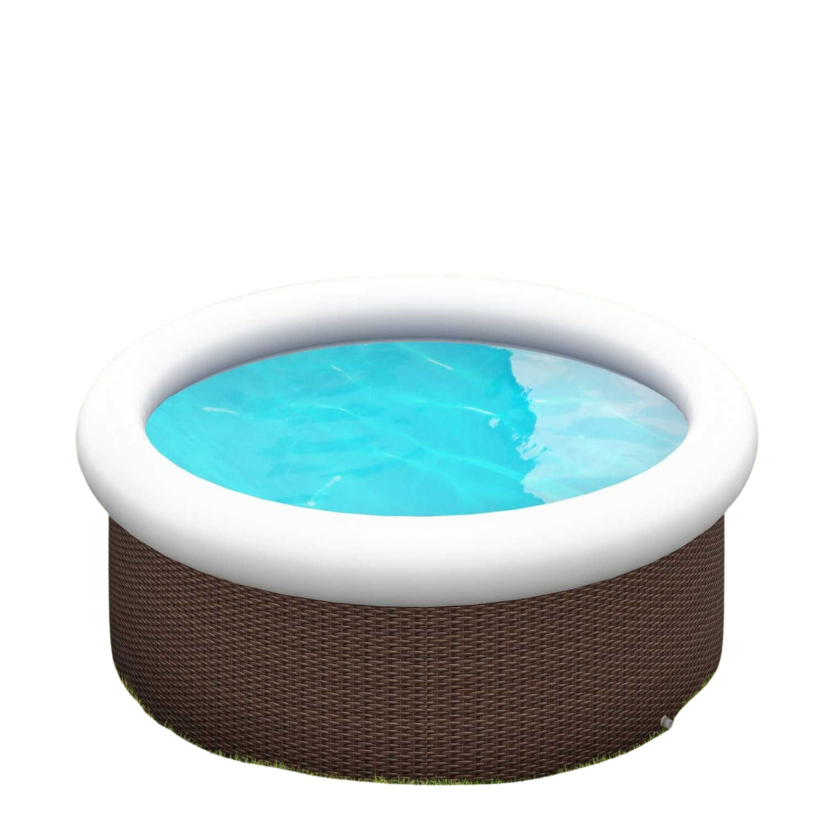 Above Ground Pool, Inflatable Swimming Pool For 1-5 People, Swimming Pool For Garden And Terrace, Rattan Effect, Ø300 X 76 Cm, Brown