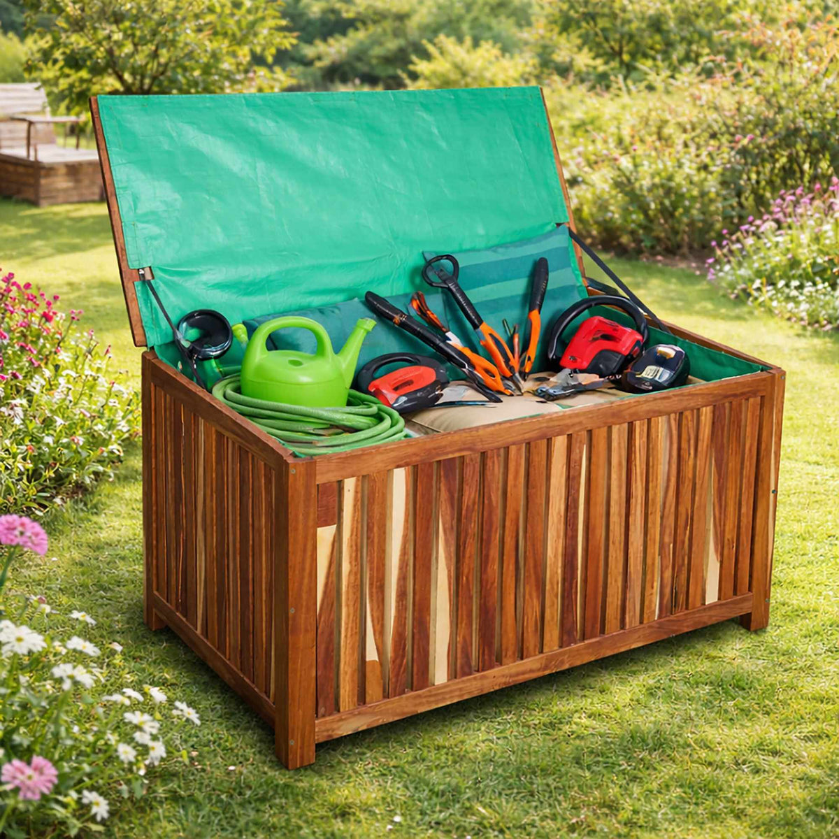 Acacia Garden Storage Box, Medium – Natural Wood
