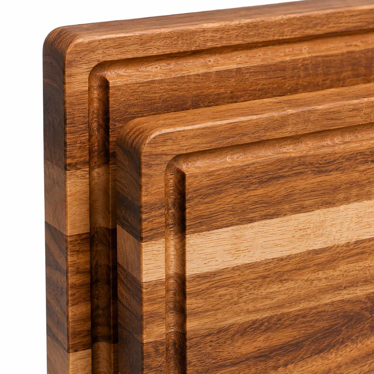 Acacia Wood Chopping Board Set with Stand, 3-Piece