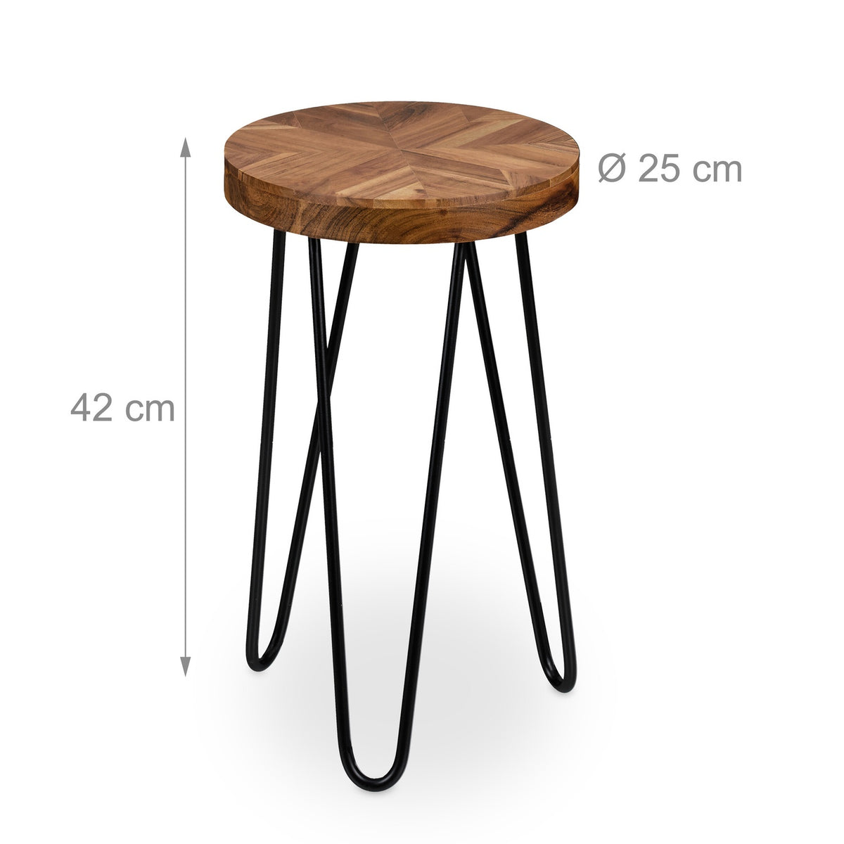 Acacia Wood Plant Stand – Round, Hairpin Legs