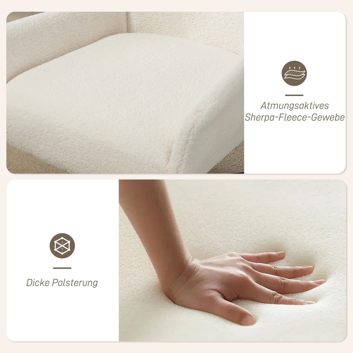Accent Chair, Fleece Upholstery, Swivel Base, Cream White