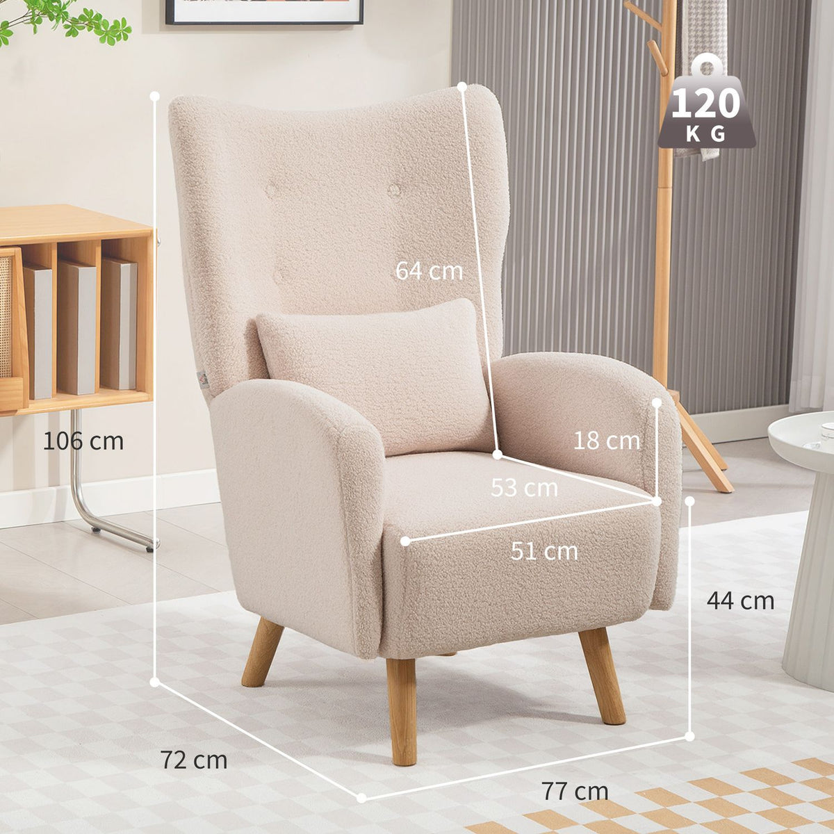 Accent Chair, Plush Upholstery, Foam Cushion, Beige