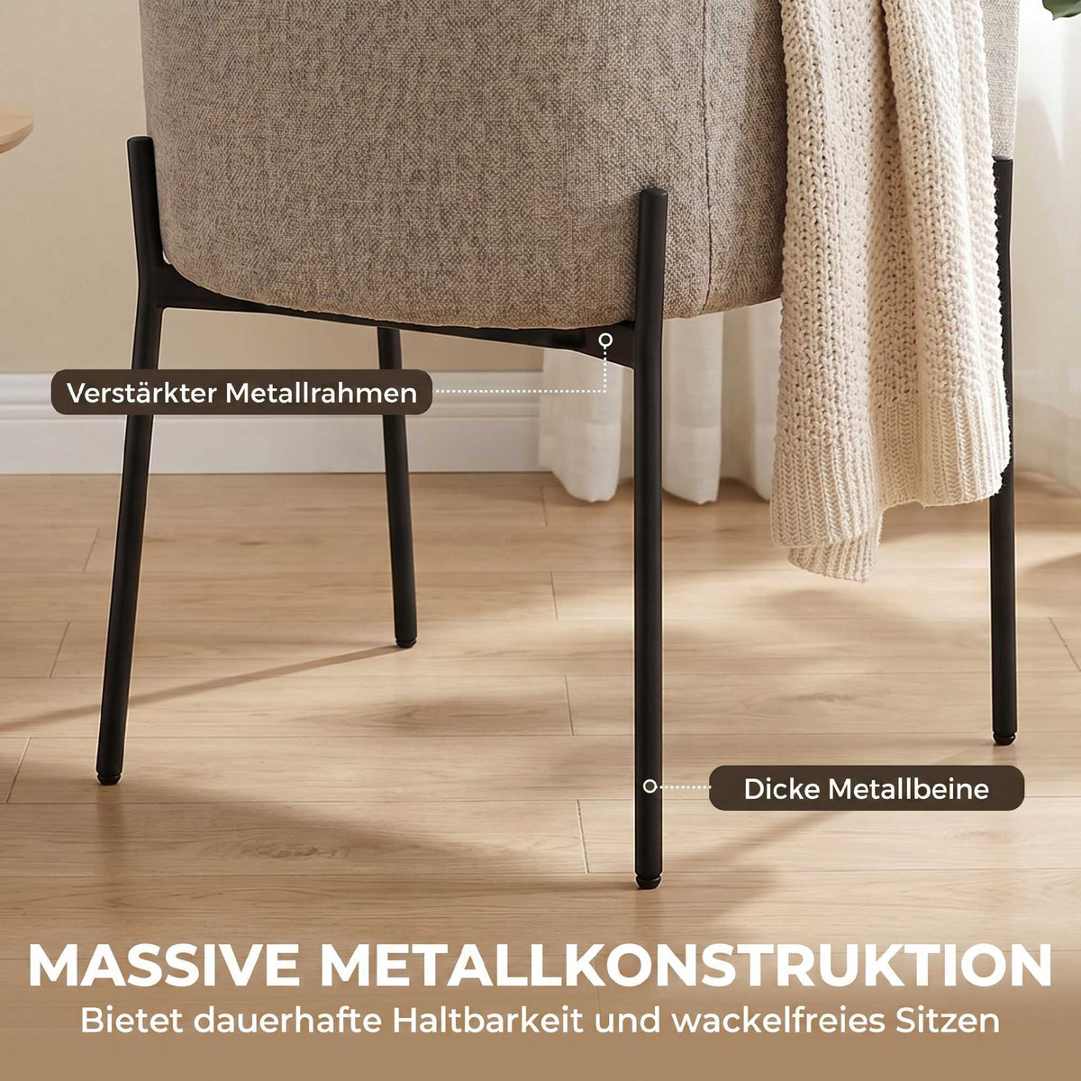 Accent Lounge Chair, Armrests, Chenille Upholstery, Metal Legs, Tan