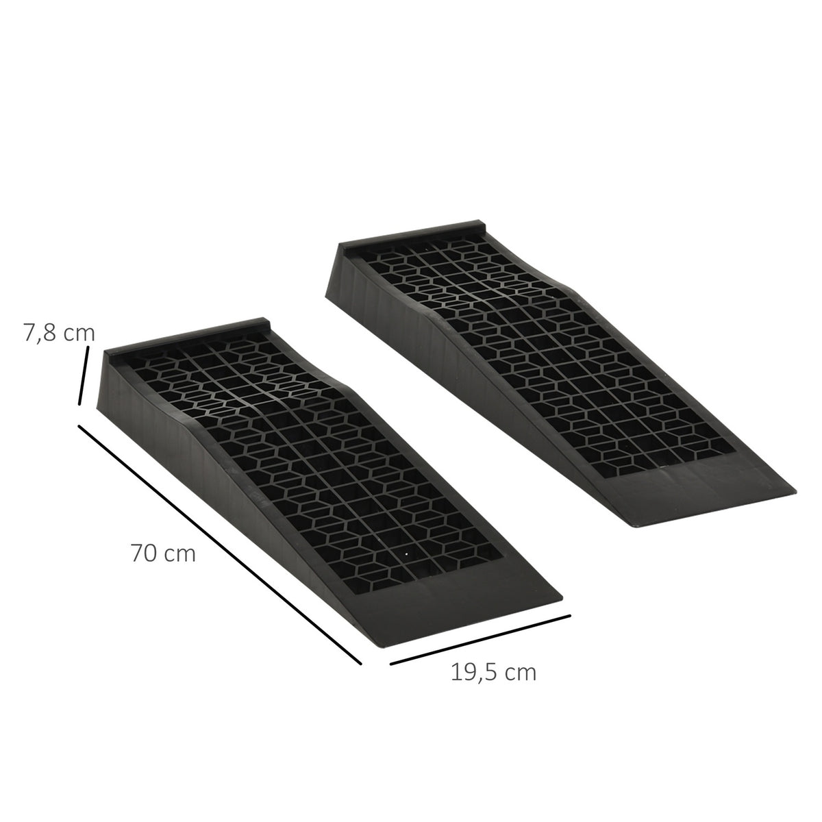 Access Ramp Set Of 2, Threshold Ramp, Curb Ramp, Rubber Ramps, Black, 70X20X8Cm