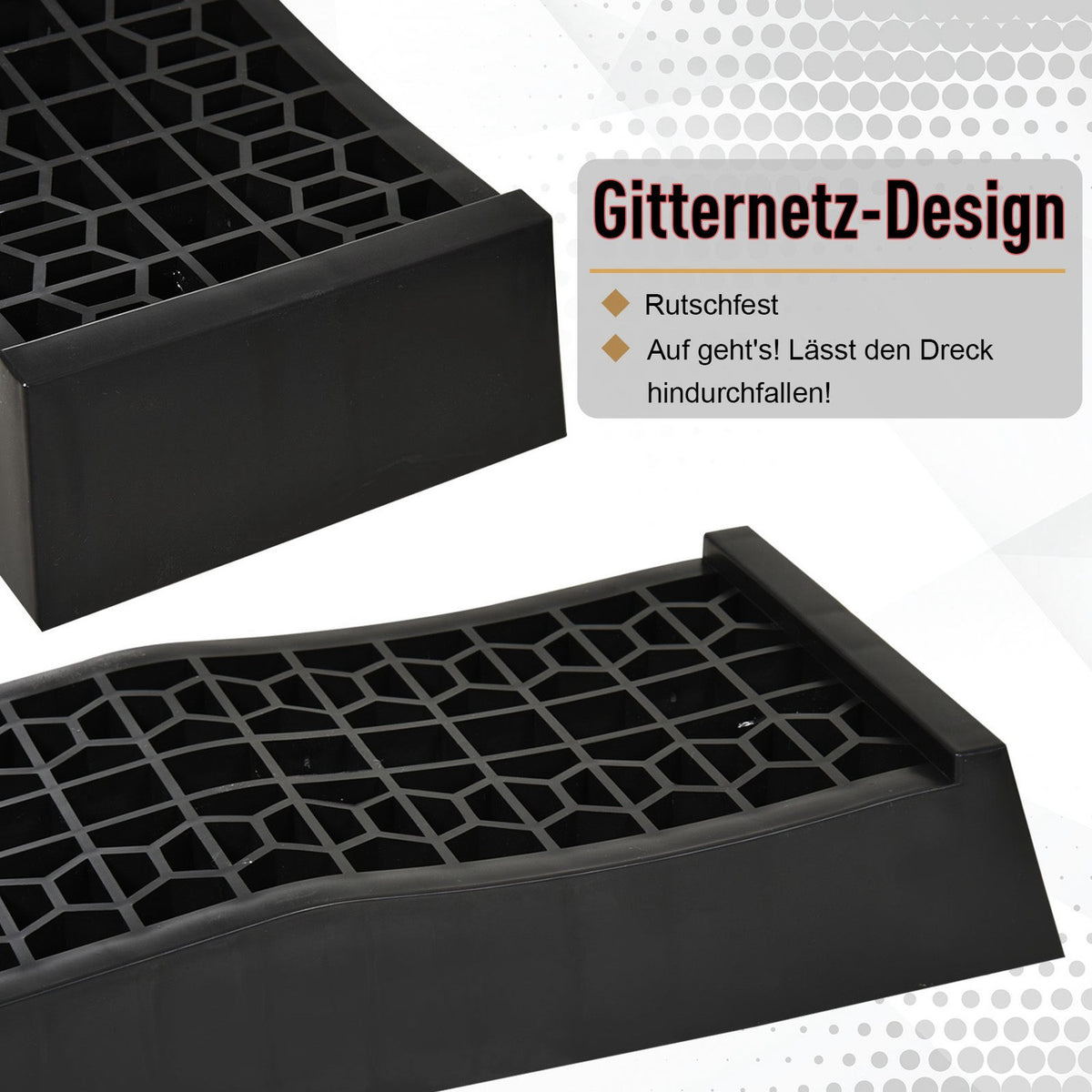 Access Ramp Set Of 2, Threshold Ramp, Curb Ramp, Rubber Ramps, Black, 70X20X8Cm