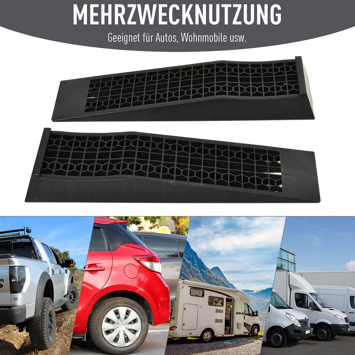 Access Ramp Set Of 2, Threshold Ramp, Curb Ramp, Rubber Ramps, Black, 70X20X8Cm