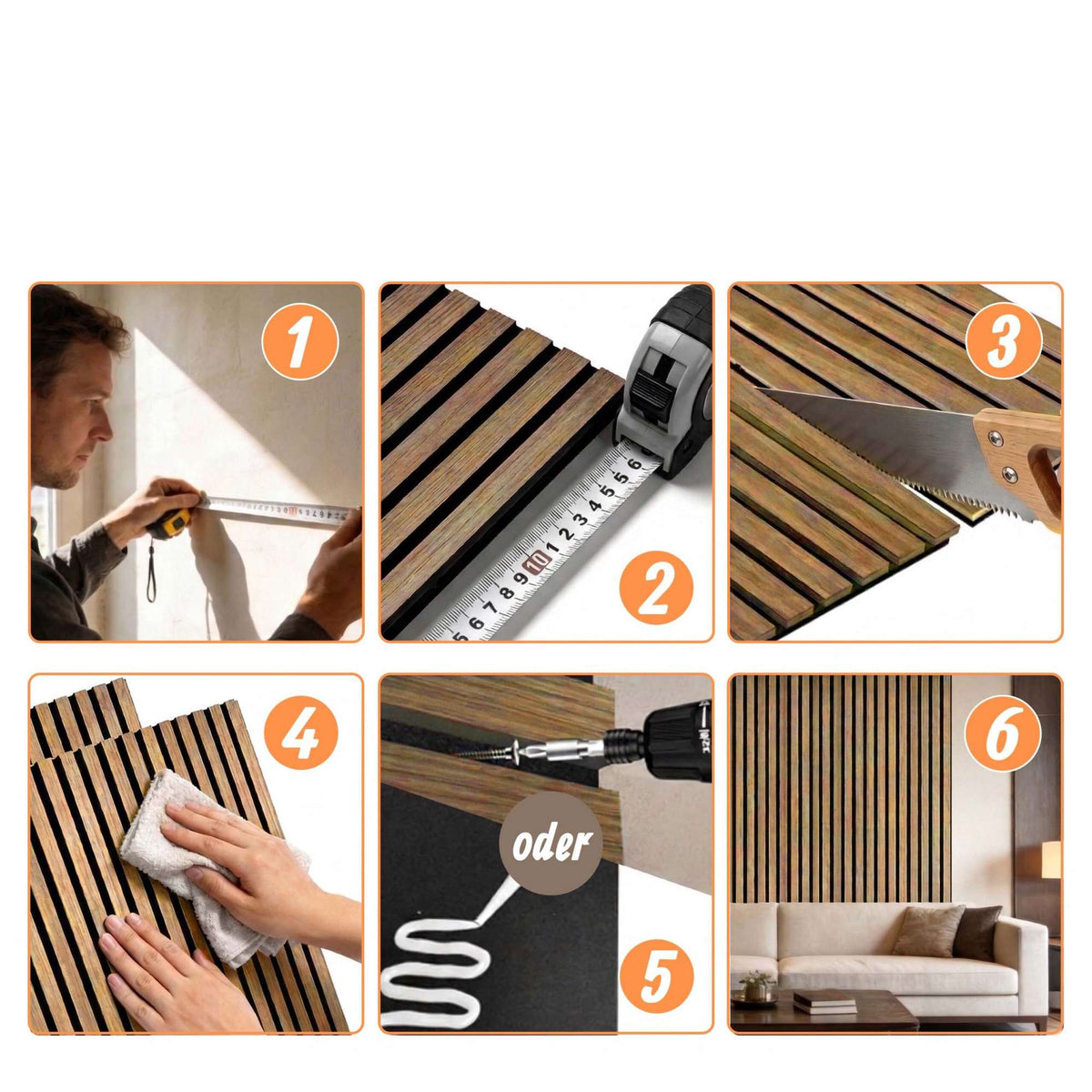 Acoustic Wall Panels, 120x60 cm, Wood Veneer