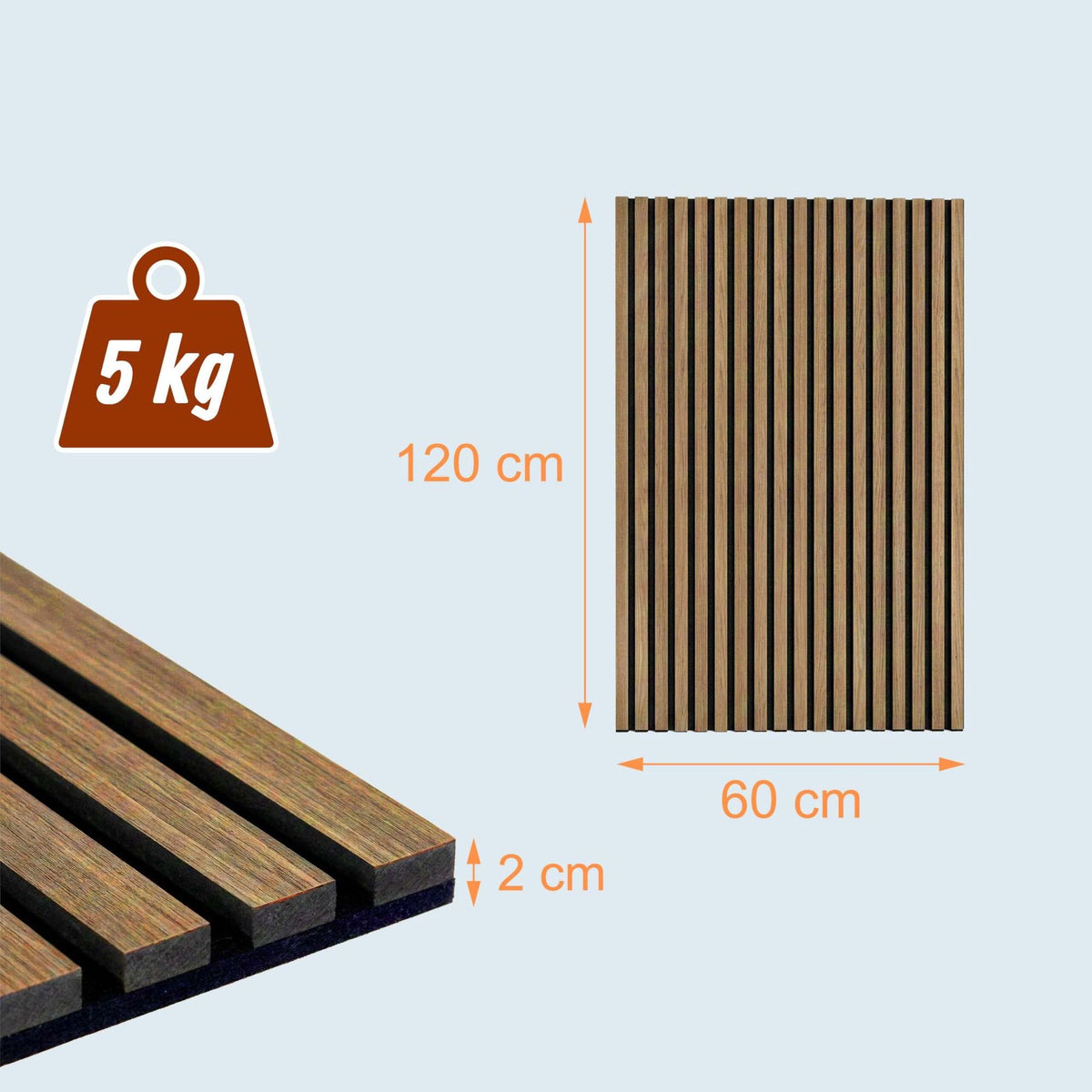 Acoustic Wall Panels, 120x60 cm, Wood Veneer