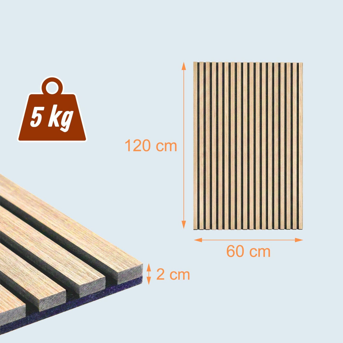 Acoustic Wall Panels, 120x60 cm, Wood Veneer, Sound Absorbing
