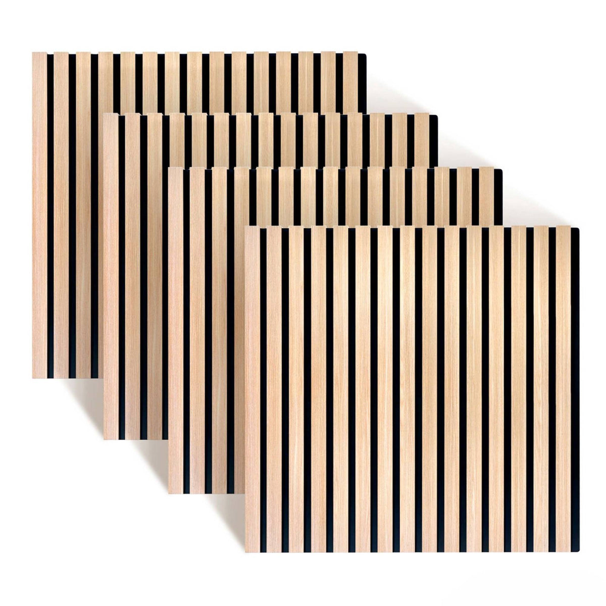 Acoustic Wall Panels, 60x60cm, Set of 4, Wood Veneer