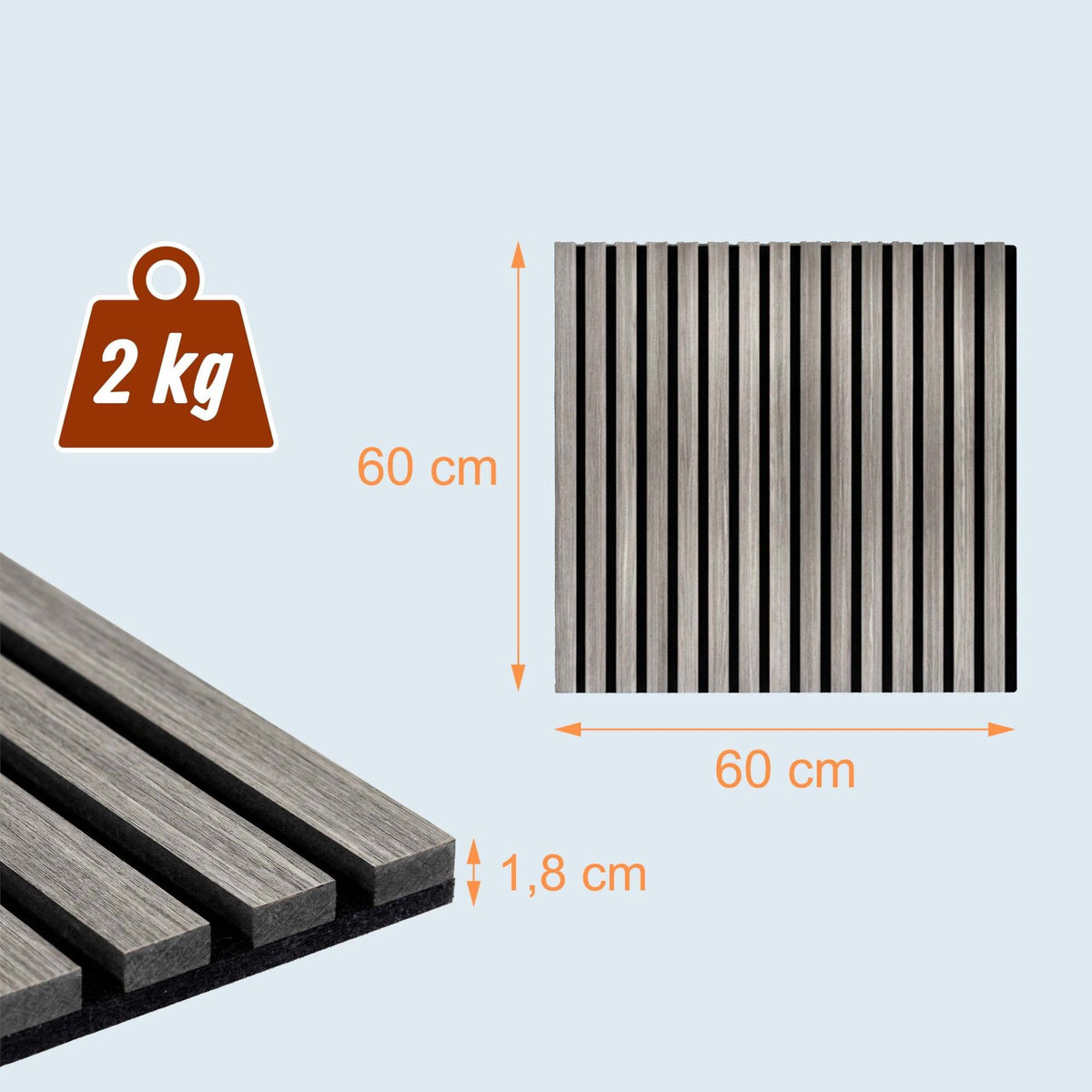 Acoustic Wall Panels, 60x60cm, Set of 4, Wood Veneer