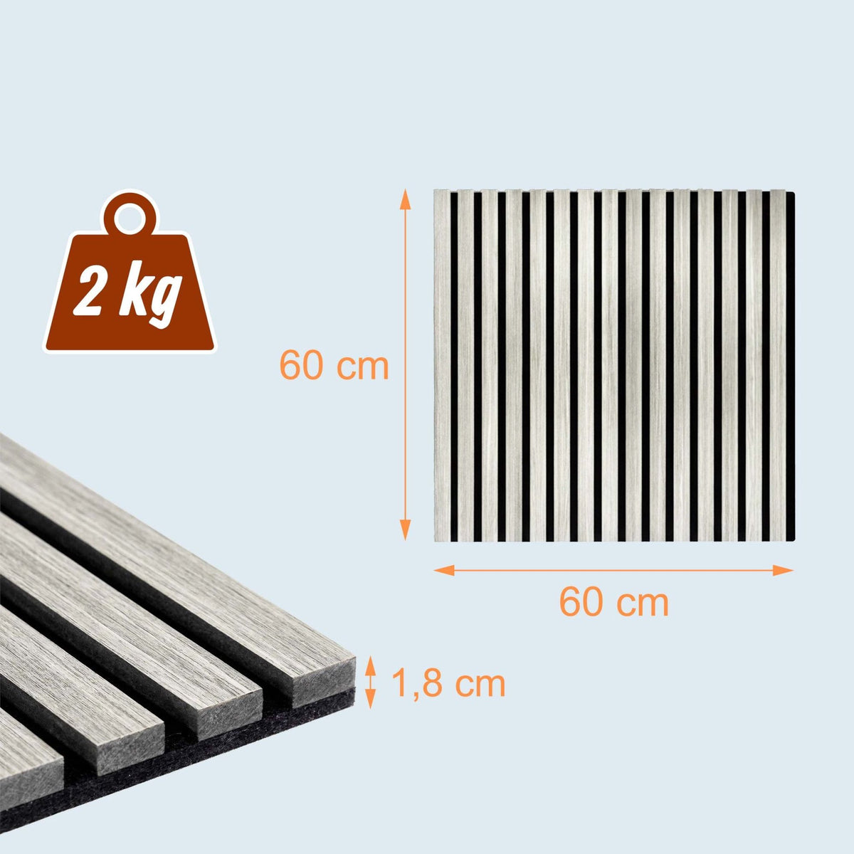 Acoustic Wall Panels, 60x60cm, Set of 4, Wood Veneer
