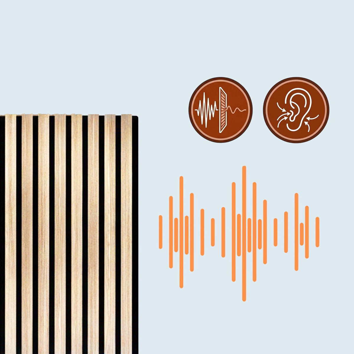 Acoustic Wall Panels, 60x60cm, Set of 4, Wood Veneer