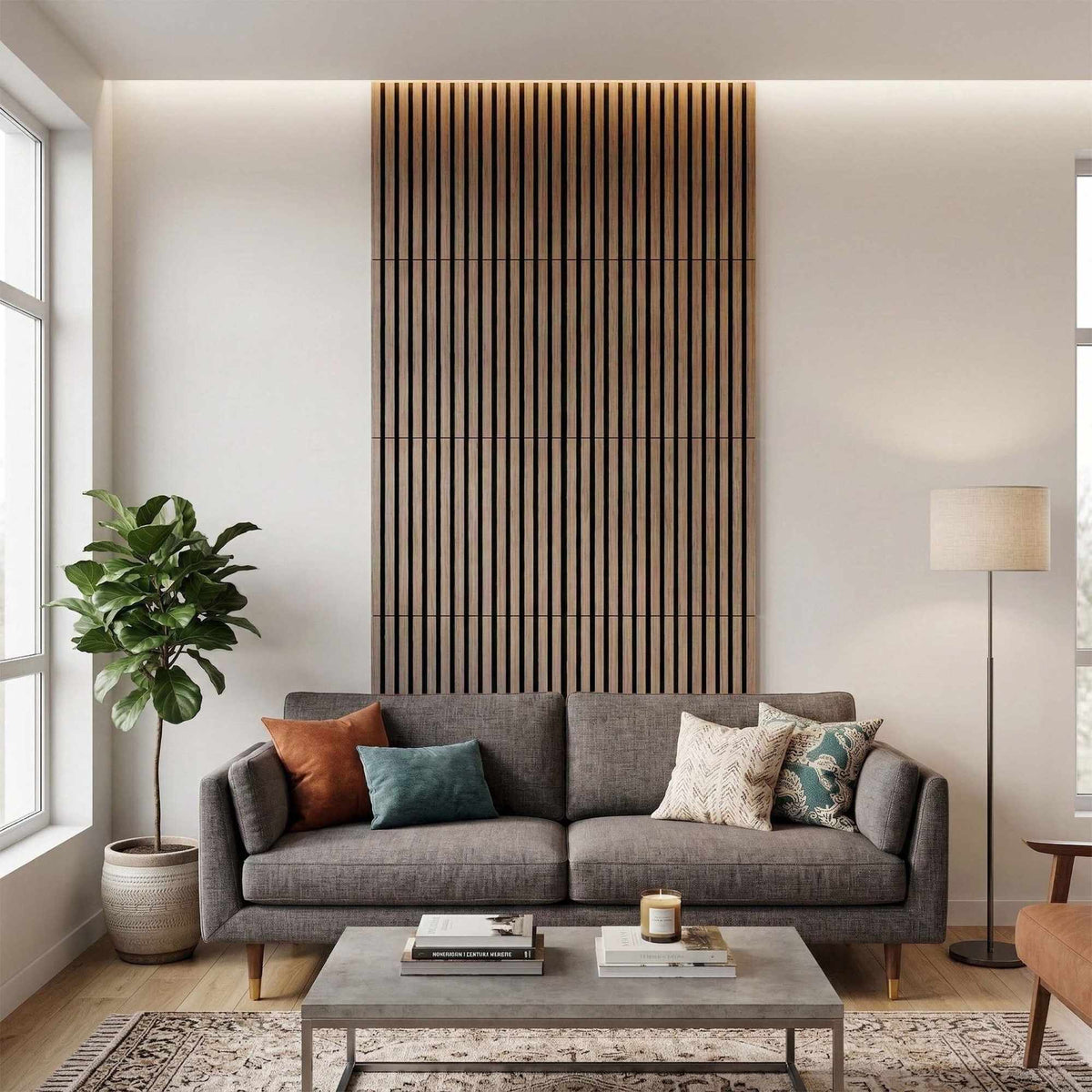 Acoustic Wall Panels, 60x60cm, Set of 4, Wood Veneer