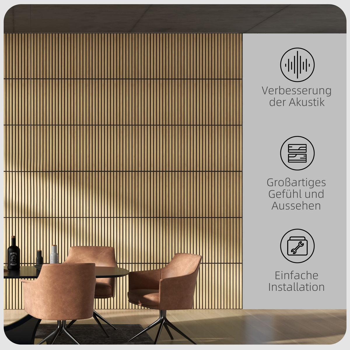 Acoustic panels 4 pieces 60 x 60 cm 3D wall panels, DIY acoustic panels, wall paneling for living room, home office, studio, oak