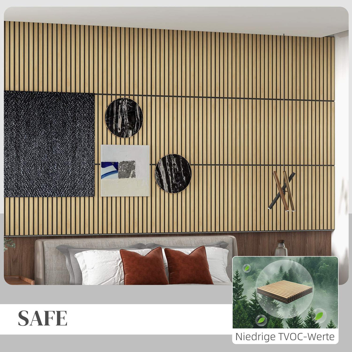 Acoustic panels 4 pieces 60 x 60 cm 3D wall panels, DIY acoustic panels, wall paneling for living room, home office, studio, oak