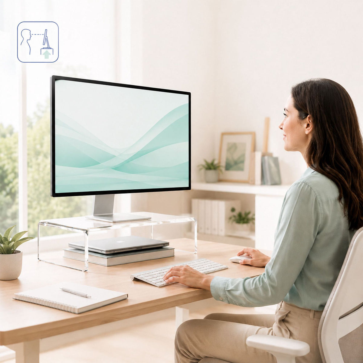 Acrylic Monitor Riser – Ergonomic Stand, 50 x 20 x 10 cm