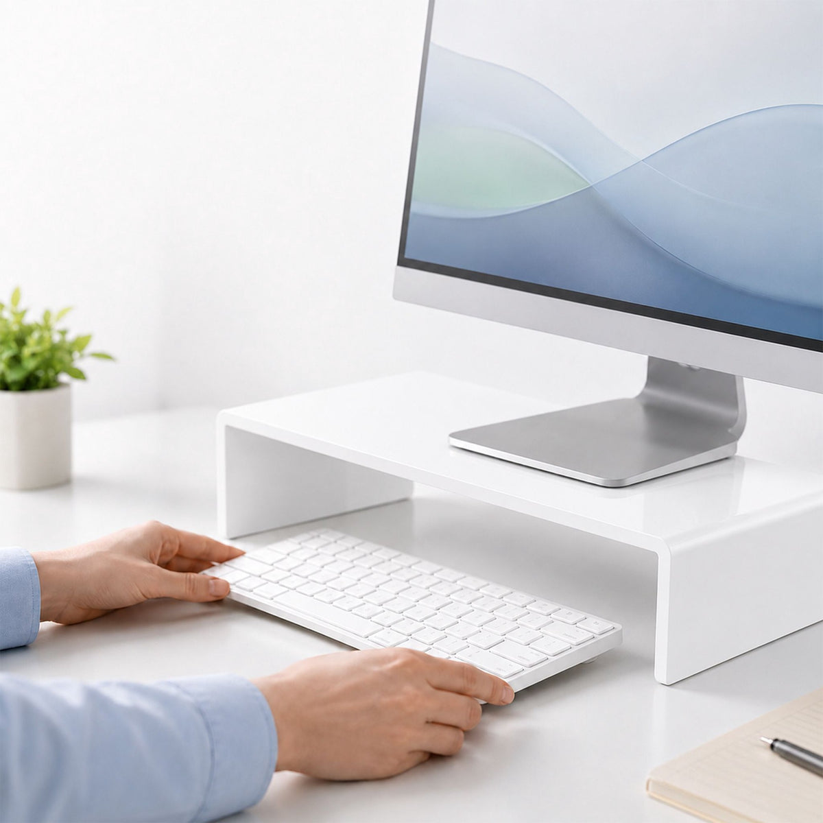 Acrylic Monitor Riser, White, 35x20x10 cm