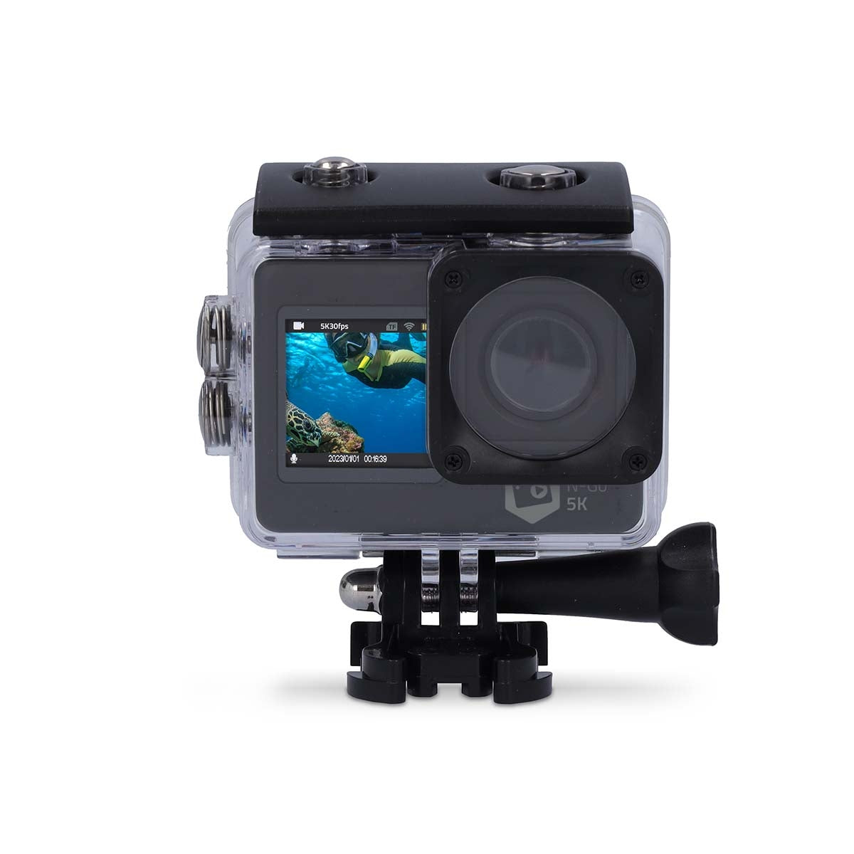 Action Cam | Dual Screen | 5K@30fps | 16 MPixel | Waterproof up to: 30.00 m | 80 min | Wi-Fi | App available for: Android™ / IOS | Mounts included | Black