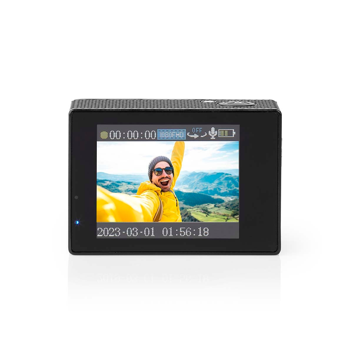 Action Camera | 1080p@30fps | 12 MPixel | Waterproof up to: 30.0 m | 90 min | Wi-Fi | App available for: Android™ / IOS | Brackets included | Black