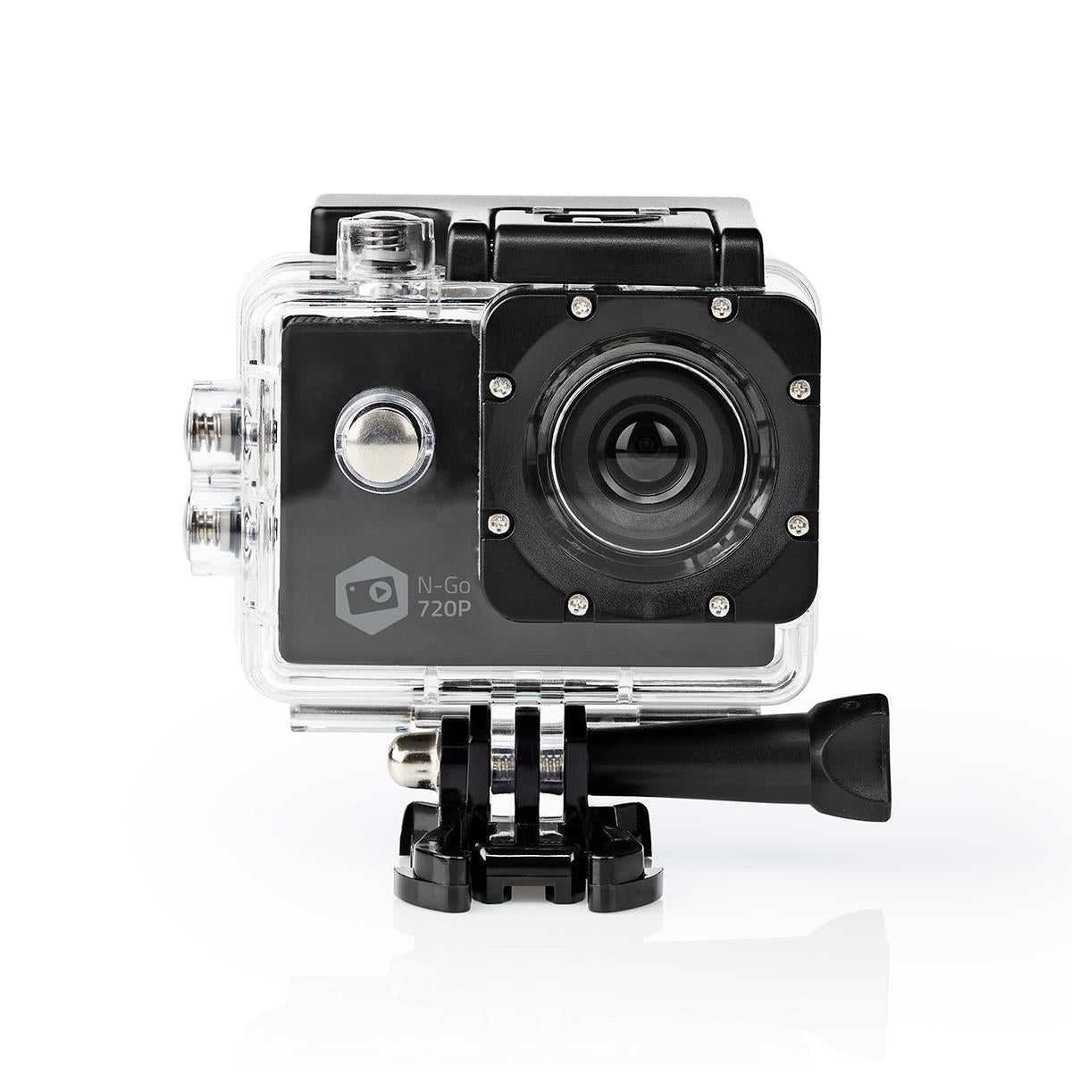 Action Camera | Simple Screen | 720p@30fps | 5 MPixel | Waterproof up to: 30.0 m | 90 min | Wi-Fi | App available for: Android™ / IOS | Brackets included | Black