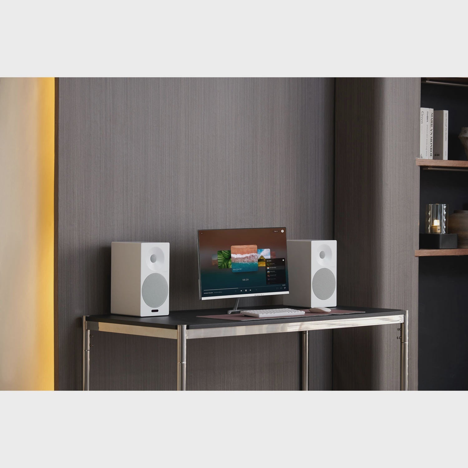 Active Bluetooth Bookshelf Speakers with HDMI, White