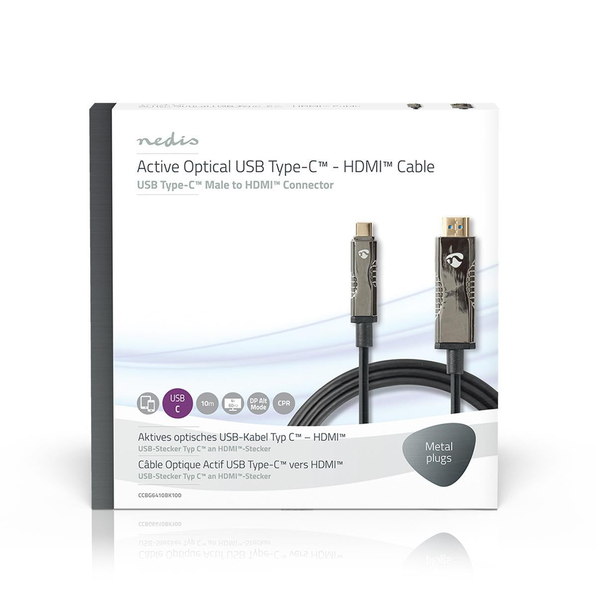 Active Optical USB Cable | USB-C™ Male | HDMI™ Connector | 18 Gbps | 10.0 m | Round | PVC | Black | Gift Box