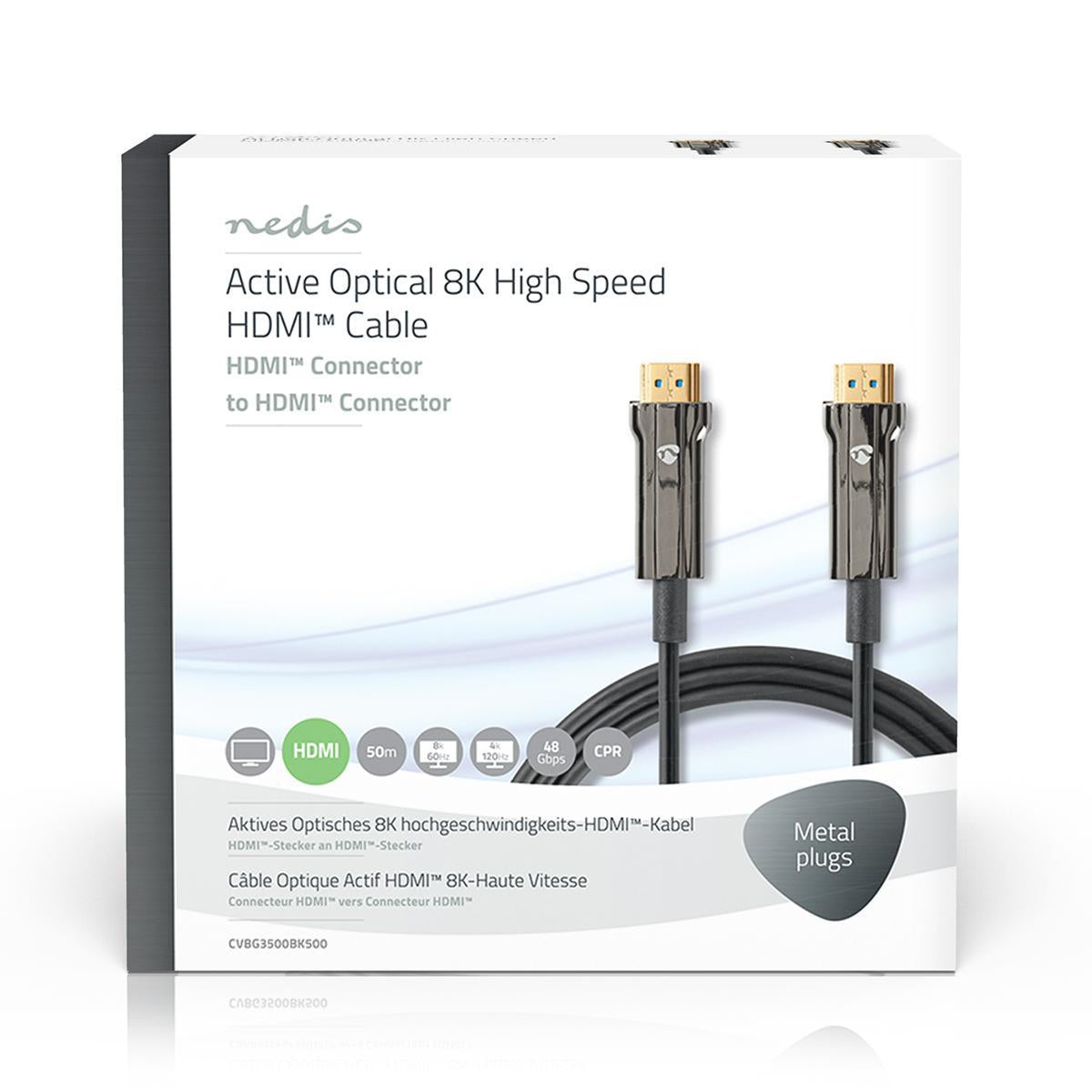 Active Optical Ultra High Speed HDMI™ Cable with Ethernet | HDMI™ Connector | HDMI™ Connector | 8K@60Hz | 48 Gbps | 50.0 m | Round | PVC | Black | Gift Box