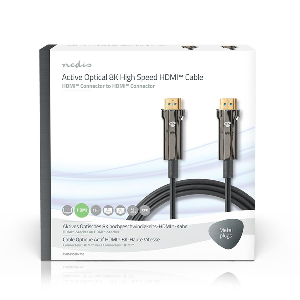 Active Optical Ultra High Speed HDMI™ Cable with Ethernet | HDMI™ Connector | HDMI™ Connector | 8K@60Hz | 48 Gbps | 75.0 m | Round | PVC | Black | Gift Box