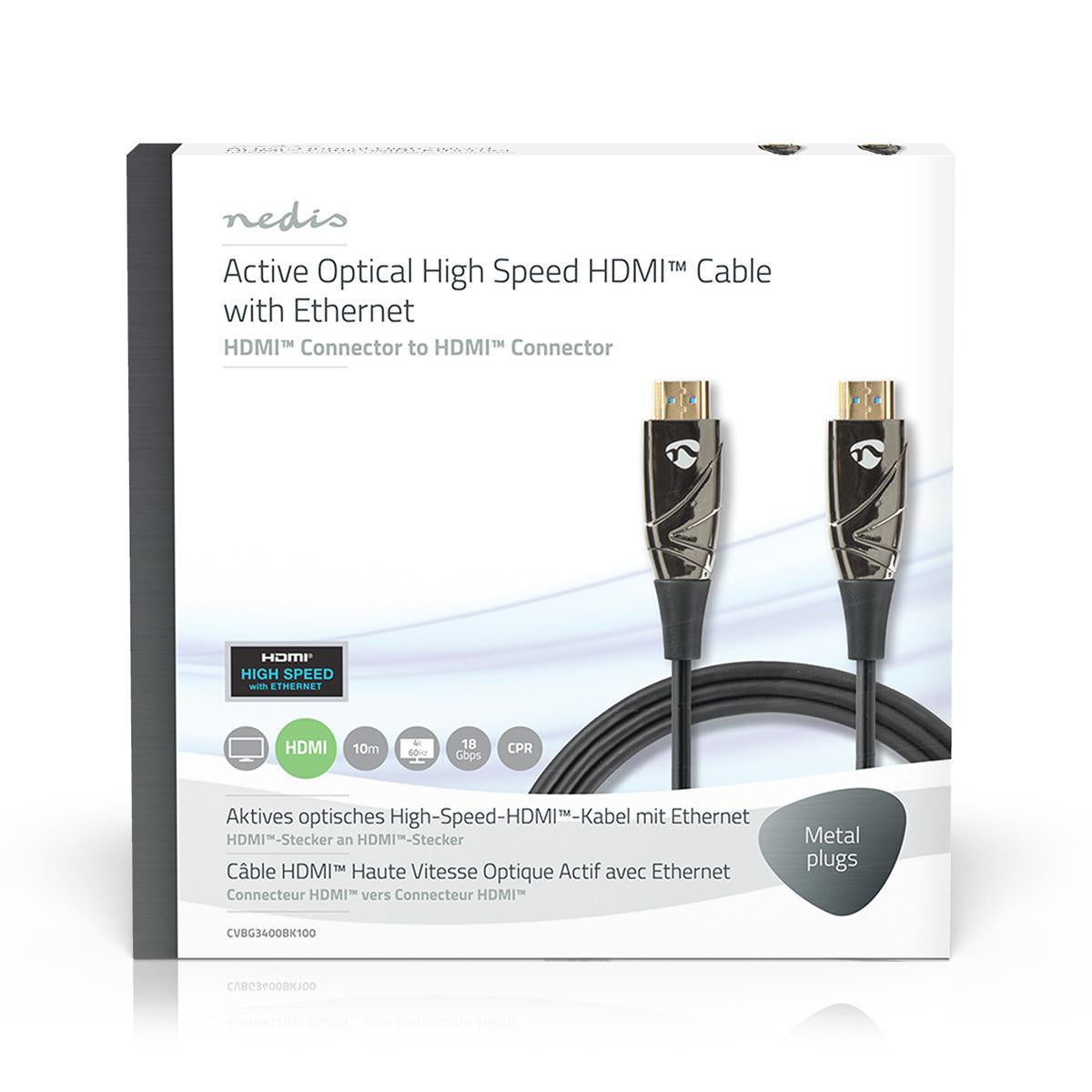 Active optical High Speed HDMI cable with Ethernet | HDMI™ Connector | HDMI™ Connector | 4K@60Hz | 18 Gbps | 10.0 m | Round | PVC | Black | Gift box